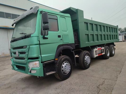 12 Reifen Sinotruk HOWO 8*4 Dump Truck Secondhand Truck Grün mit Handgetriebe