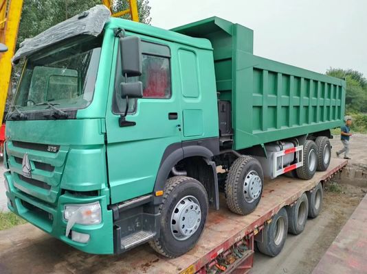 12 Reifen Sinotruk HOWO 8*4 Dump Truck Secondhand Truck Grün mit Handgetriebe