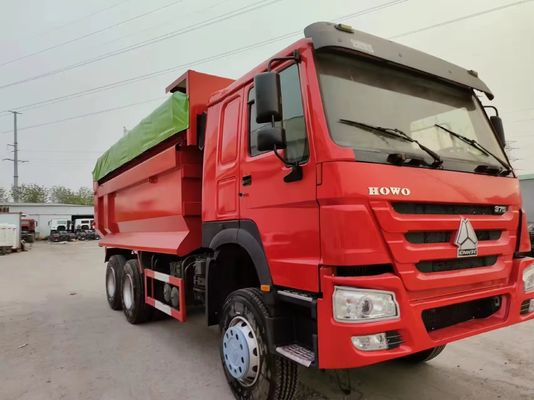 6-8L Motorkapazität Gebraucht HOWO Müllwagen 12 Reifen Kipper Trucks 6X4 in Rot